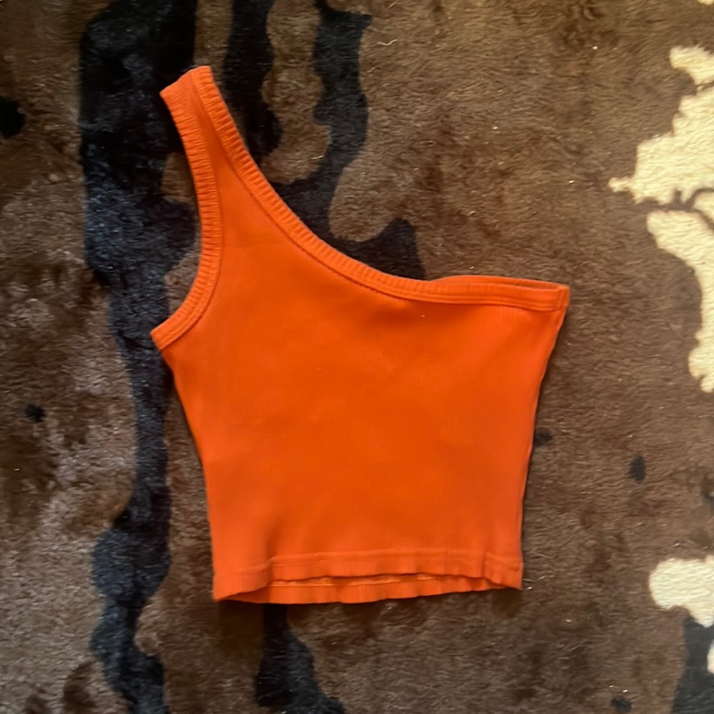 Orange One Shoulder Crop Top